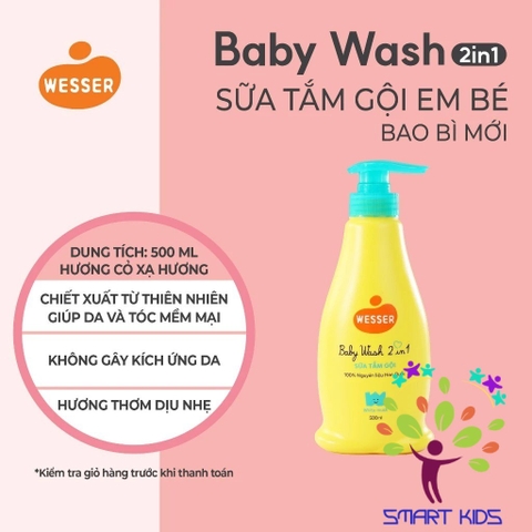 Sữa tắm gội toàn thân trẻ em Wesser 2in1 - White Musk thành phần thiên nhiên nhập khẩu Hàn Quốc (Màu xanh lá)
