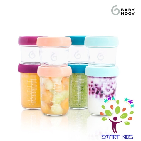 Bộ 8 Hũ Đựng Thực Phẩm Bằng Thủy Tinh Babymoov 100ml Và 220ml