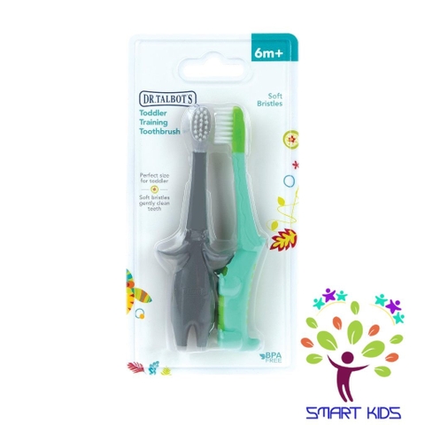 Bộ 2 bàn chải đánh răng Dr.Talbot's hình con voi và hình con cá sấu- mã hàng 18061