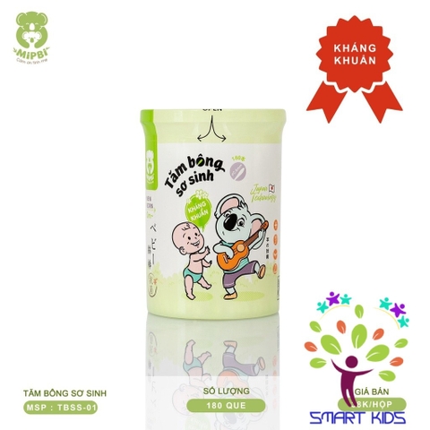 Tăm Bông Sơ Sinh Thân Giấy Kháng Khuẩn Mipbi