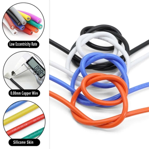 Cáp tín hiệu Silicon siêu mềm chịu nhiệt độ cao 200°C 6awg, 8awg, 10awg, 12awg, 14awg, 16awg, 18awg, 20awg, 14awg ...