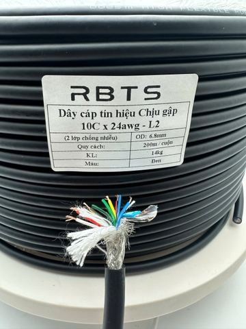Dây cáp tín hiệu chịu gập linh hoạt High flexible 10 lõi 20awg, 22awg, 24awg, 26awg - 2 lớp chống nhiễu