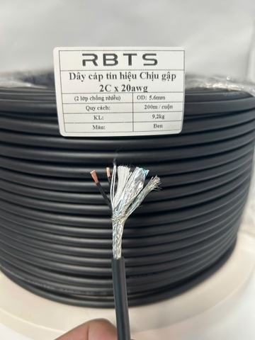 Dây cáp tín hiệu chịu gập linh hoạt High flexible 2 lõi 20awg, 22awg, 24awg- 2 lớp chống nhiễu