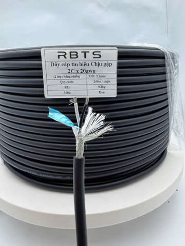 Dây cáp tín hiệu chịu gập linh hoạt High flexible 2 lõi 20awg, 22awg, 24awg- 2 lớp chống nhiễu