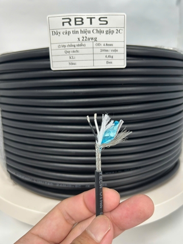 Dây cáp tín hiệu chịu gập linh hoạt High flexible 2 lõi 20awg, 22awg, 24awg- 2 lớp chống nhiễu