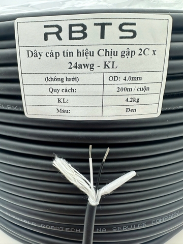 Dây cáp tín hiệu Chịu gập linh hoạt High flexible 2 lõi 24awg - Không lưới
