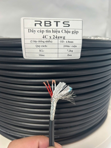 Dây cáp tín hiệu chịu gập linh hoạt High flexible 4 lõi 20awg, 22awg, 24awg, 26awg - 2 lớp chống nhiễu