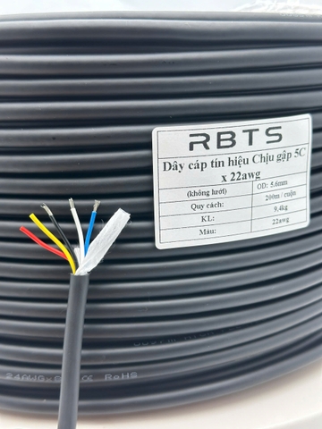 Dây cáp tín hiệu Chịu gập High flexible 5 lõi 22awg - Không lưới