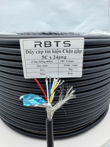 Dây cáp tín hiệu chịu gập linh hoạt High flexible 5 lõi 22awg, 24awg, 26awg - 2 lớp chống nhiễu