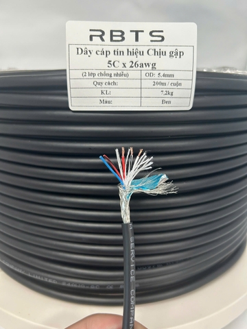 Dây cáp tín hiệu chịu gập linh hoạt High flexible 5 lõi 22awg, 24awg, 26awg - 2 lớp chống nhiễu