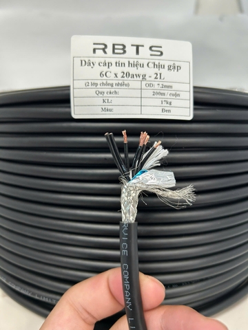 Dây cáp tín hiệu chịu gập linh hoạt High flexible 6 lõi 20awg, 22awg, 24awg - 2 lớp chống nhiễu