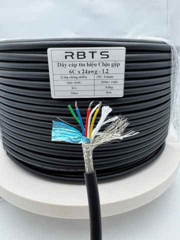 Dây cáp tín hiệu chịu gập linh hoạt High flexible 6 lõi 20awg, 22awg, 24awg - 2 lớp chống nhiễu