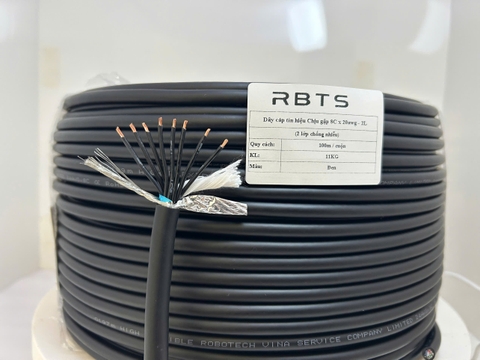 Dây cáp tín hiệu chịu gập linh hoạt High flexible 8 lõi 20awg, 22awg, 24awg, 26awg - 2 lớp chống nhiễu