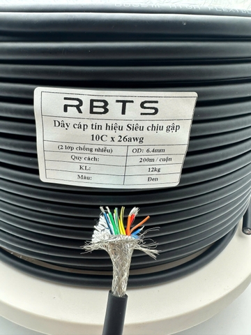 Dây cáp tín hiệu chịu gập linh hoạt High flexible 10 lõi 20awg, 22awg, 24awg, 26awg - 2 lớp chống nhiễu