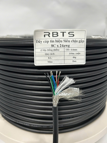 Dây cáp tín hiệu chịu gập linh hoạt High flexible 8 lõi 20awg, 22awg, 24awg, 26awg - 2 lớp chống nhiễu