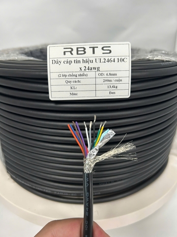 Dây cáp tín hiệu UL2464 10 lõi 24awg - 2 lớp chống nhiễu