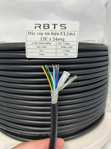 Dây cáp tín hiệu UL2464 12 lõi 24awg - 2 lớp chống nhiễu