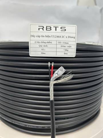 Dây cáp tín liệu UL2464 2 lõi 20awg, 22awg, 24awg - 2 lớp chống nhiễu