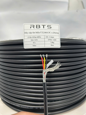 Dây cáp tín liệu UL2464 3 lõi 20awg, 22awg, 24awg - 2 lớp chống nhiễu
