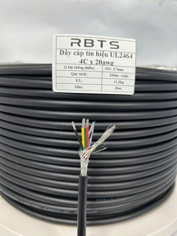 Dây cáp tín liệu UL2464 4 lõi 20awg, 22awg, 24awg, 26awg, 28awg - 2 lớp chống nhiễu