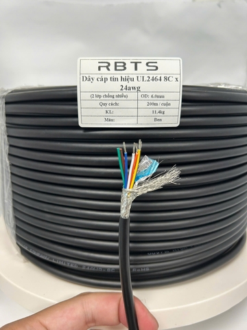 Dây cáp tín hiệu UL2464 8 lõi 24awg - 2 lớp chống nhiễu