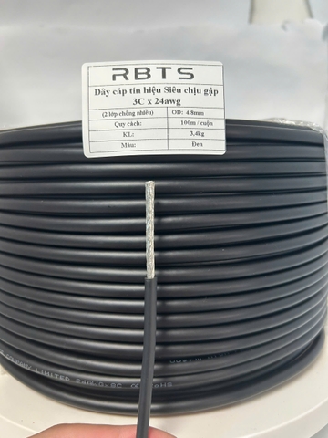 Dây cáp tín hiệu chịu gập linh hoạt High flexible 3 lõi 20awg, 22awg, 24awg- 2 lớp chống nhiễu