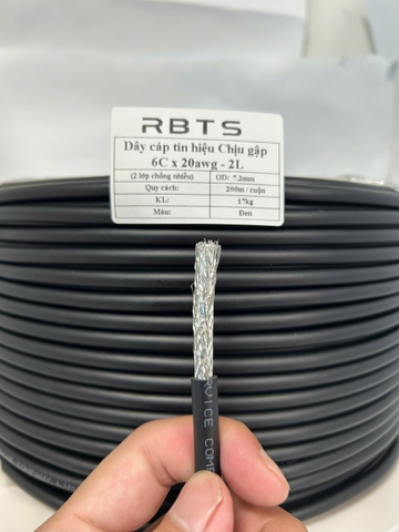 Dây cáp tín hiệu chịu gập linh hoạt High flexible 6 lõi 20awg, 22awg, 24awg - 2 lớp chống nhiễu