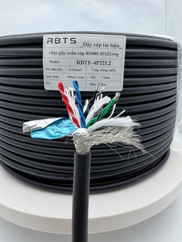 Dây cáp tín hiệu chịu gập High flexible xoắn cặp RS485 4P 8 lõi 22awg, 24awg- 2 lớp chống nhiễu