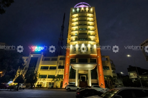 Thi công, hoàn thiện logo nổi 3D và chiếu sáng Đài Truyền hình Hải Phòng