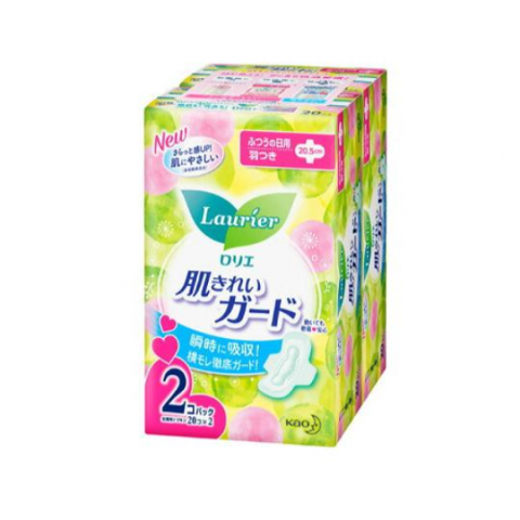Băng vệ sinh Kao Laurie ban ngày - pack 2 gói (2 loại) (mẫu mới) (Có cánh - 20 miếng)