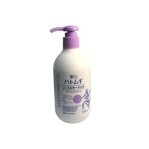 Kumano Gel dưỡng thể chống nắng nâng tone da Hatomugi 250ml