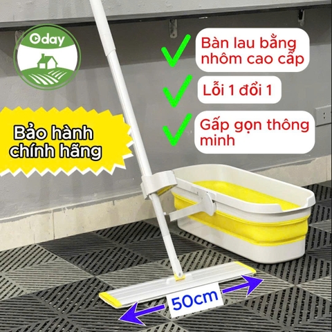 Bộ cây lau tự vắt size lớn Flat Mop Oday FC91+FT13(kèm xô gập)