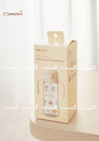 Bình tập uống Moyuum PPSU One Touch Straw Cup Yellow