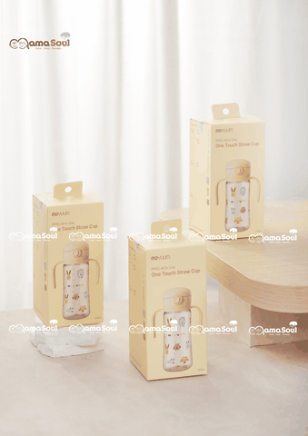 Bình tập uống Moyuum PPSU One Touch Straw Cup Yellow