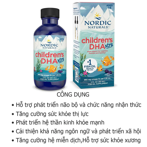 Nordic Naturals Children's DHA Xtra vị quả mọng (Mỹ) 1Y-6Y