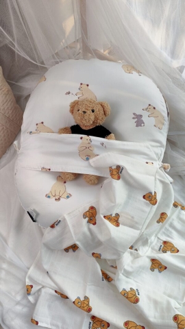 Vỏ gối chống trào ngược DonoDono cotton 4 mùa Honey bear