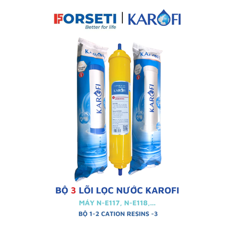 Combo lõi lọc thô 123 Karofi với lõi số 2 Cation Resins T33 chính hãng Dùng cho các máy N-e117, N-e118