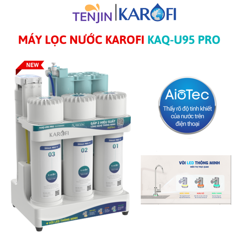 Máy Lọc Nước Để Gầm Karofi KAQ-U95 PRO Gọn Nhẹ Với 10 Cấp Lọc HIệu Xuất Cao, Vòi Led Thông Minh