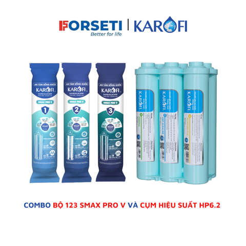 Bộ 10 lõi lọc nước Karofi dùng cho máy lọc nước Karofi KAD-X39, KAD-L56, KAD-X56, KAD-M59,... (123 SMPV, RO Mỹ, HP6.2)
