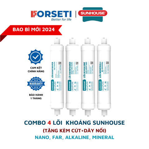 Combo 4 lõi lọc khoáng Sunhouse (Nano, Far, Alkaline, Mineral) lắp được cho máy lọc RO