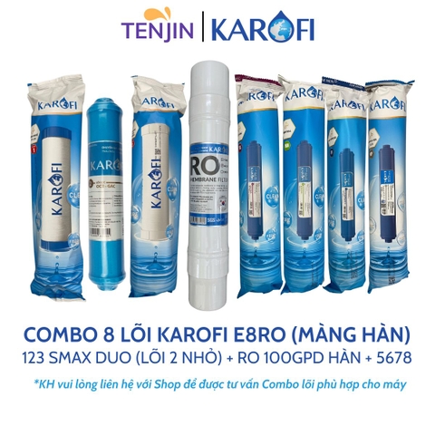 Trọn bộ 8 lõi lọc nước Karofi chính hãng dùng cho máy lọc nước Karofi E8RO ( dùng màng RO 100)