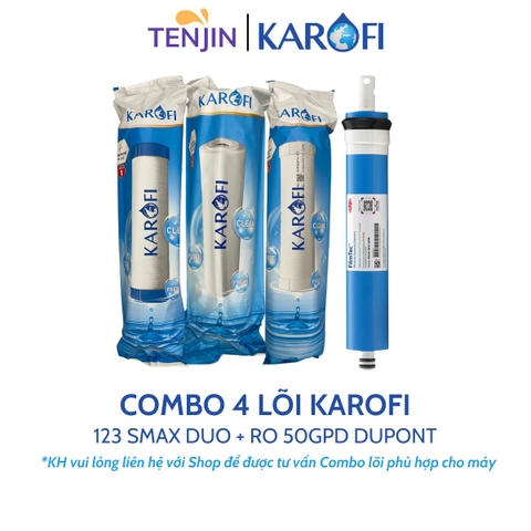 Combo 3 lõi lọc thô 123 và màng RO 50GPD Karofi
