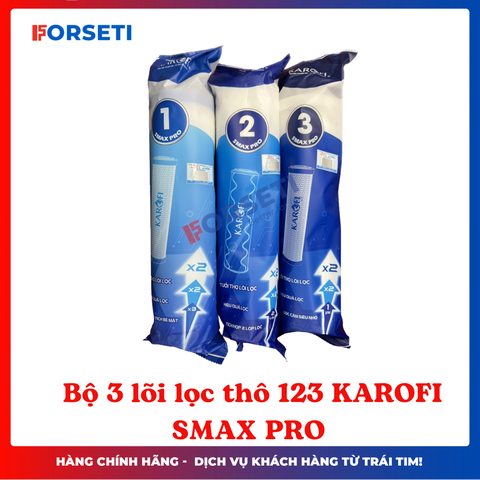 Bộ lõi lọc nước thô 123 SMAX Pro Karofi - Hàng chính hãng, lắp được cho các máy lọc RO có 3 cốc lọc thô 10 inch