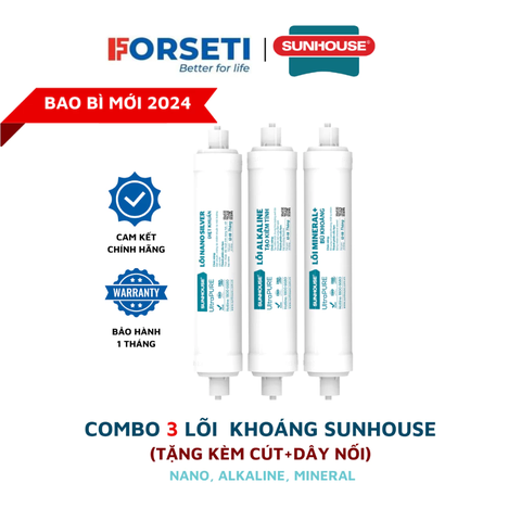 Combo 3 lõi lọc khoáng Sunhouse (Nano, Alkaline, Mineral) lắp được cho máy lọc RO