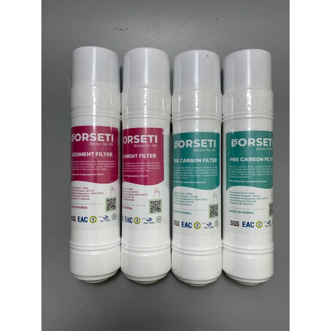 Combo 4 lõi lọc chính hãng Forseti gồm 2 Sediment + 2 PreCarbon lõi cắm nhanh Hàn Quốc
