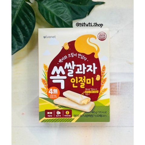Bánh gạo nhân kem hữu cơ Ivenet Hàn Quốc cho bé ăn dặm từ 10 tháng