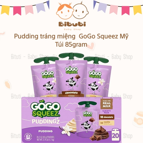Pudding tráng miệng dạng túi Gogo Squeez Mỹ cho bé từ 10 tháng