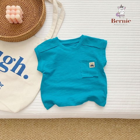 Áo thun ba lỗ tank top cotton xược thêu gấu túi ngực cho bé trai 1 đến 7 tuổi - Bituti Clothings