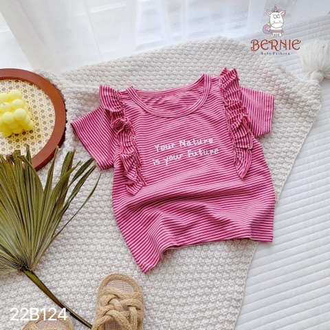 Set bé gái áo bèo sọc hồng quần jeans BERNIE