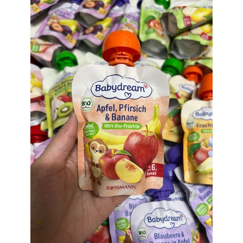 Trái cây nghiền hữu cơ Babydream Đức cho bé từ 6 tháng túi 90g